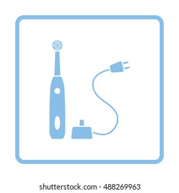 Electric toothbrush icon. Blue frame design. Vector illustration.