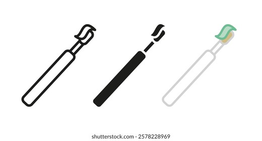 Electric toothbrush icon. Oral hygiene symbol. Teeth care sign. Dental tooth brush pictogram. Electric toothbrush vector illustration. Bathroom morning routine equipment concept isolated outline.