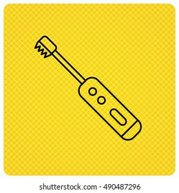 Electric toothbrush icon. Tooth cleaning sign.