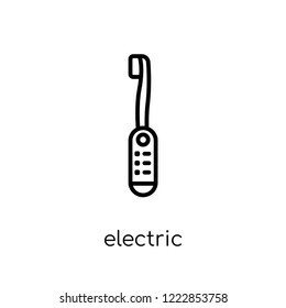 Electric toothbrush icon. Trendy modern flat linear vector Electric toothbrush icon on white background from thin line Dentist collection, editable outline stroke vector illustration