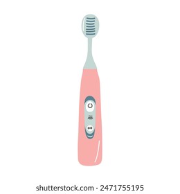 Electric toothbrush icon, vector illustration of modern brush for teeth, cartoon design element, dental hygiene instrument, product for healthy teeth, isolated colored clipart on white background