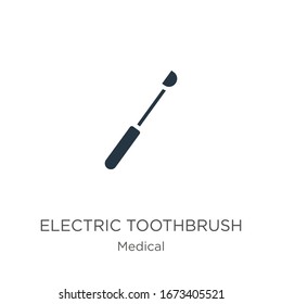 Vector de icono del cepillo eléctrico. Icono moderno de cepillo de dientes eléctrico plano de colección médica aislado en fondo blanco. La ilustración vectorial puede utilizarse para el diseño gráfico web y móvil, el logotipo, 