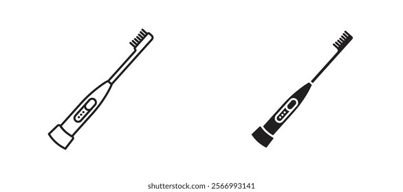 Electric toothbrush icons in outline and fill. vector illustration for ui.