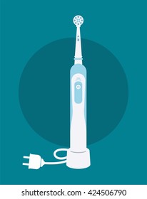 Electric Toothbrush Isolated. Front View. Vector Illustration