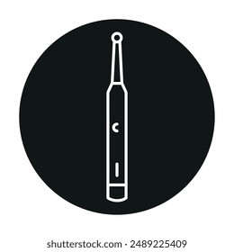 Línea de cepillo de dientes eléctrico icono negro. Signo para página de Web, App móvil, Botón, logotipo. Vector Botón aislado. Trazo editable.