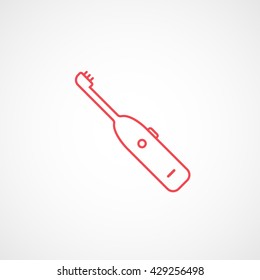 Electric Toothbrush Red Line Icon On White Background