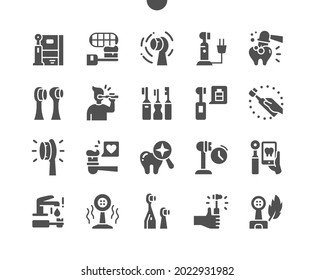 Electric toothbrush. Sensitive. Toiletries, tooth, stomatology and dental. Bluetooth toothbrush. Vector Solid Icons. Simple Pictogram