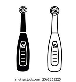 Electric toothbrush set icon isolated on white background.