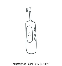 Electric toothbrush. Teeth care tools. Line vector illustration.
