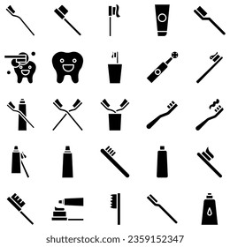 Electric toothbrush teeth icons set. Line set of dental electric toothbrush vector icons for web design isolated on white background