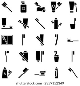 Electric toothbrush teeth icons set. Line set of dental electric toothbrush vector icons for web design isolated on white background