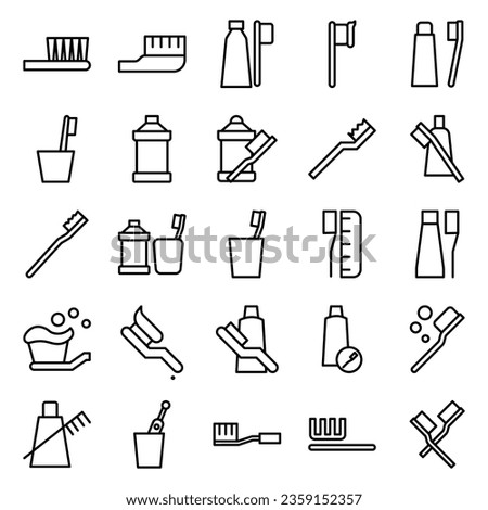 Electric toothbrush teeth icons set. Line set of dental electric toothbrush vector icons for web design isolated on white background