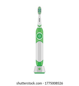 Electric toothbrush vector cartoon icon. Vector illustration dental brush on white background. Isolated illustration cartoon icon electric toothbrush.