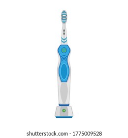 Electric toothbrush vector cartoon icon. Vector illustration dental brush on white background. Isolated illustration cartoon icon electric toothbrush.