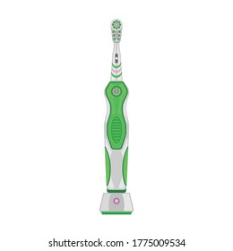 Electric toothbrush vector cartoon icon. Vector illustration dental brush on white background. Isolated illustration cartoon icon electric toothbrush.
