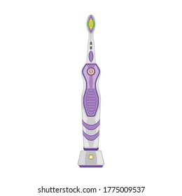 Electric toothbrush vector cartoon icon. Vector illustration dental brush on white background. Isolated illustration cartoon icon electric toothbrush.