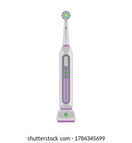 Electric toothbrush vector cartoon icon. Vector illustration dental brush on white background. Isolated illustration cartoon icon electric toothbrush.