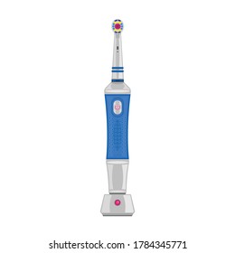 Electric toothbrush vector cartoon icon. Vector illustration dental brush on white background. Isolated illustration cartoon icon electric toothbrush.