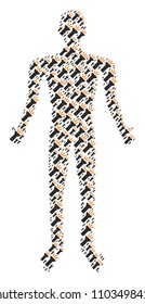 Electric torch light human figure. Vector electric torch light icons are grouped into human mosaic.