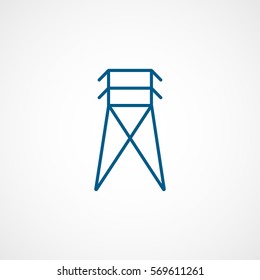 Electric Tower Blue Flat Icon On White Background