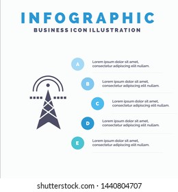 Electric Tower, Electricity, Power, Tower, Computing Infographics Presentation Template. 5 Steps Presentation