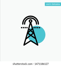 Electric Tower, Electricity, Power, Tower, Computing Turquoise Highlight Circle Point Vector Icon. Vector Icon Template Background