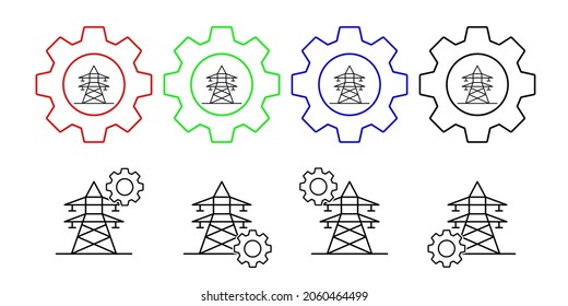 Electric tower, energy vector icon in gear set illustration for ui and ux, website or mobile application