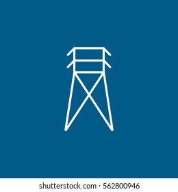 Electric Tower Flat Icon On Blue Background