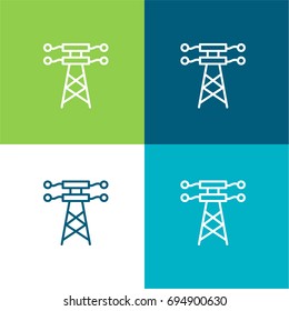 Electric tower green and blue material color minimal icon or logo design