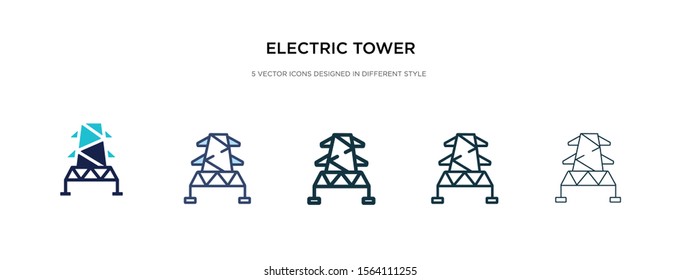 electric tower icon in different style vector illustration. two colored and black electric tower vector icons designed in filled, outline, line and stroke style can be used for web, mobile, ui