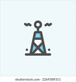  electric tower icon, isolated internet colored outline icon in light blue background, perfect for website, blog, logo, graphic design, social media, UI, mobile app