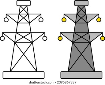 Icono de Torre Eléctrica alineado y versión coloreada. Ilustración del vector