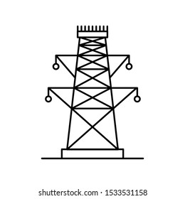 Electric tower icon. Outline thin line illustration. Isolated on white background. 