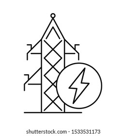 Electric tower icon. Outline thin line illustration. Isolated on white background. 