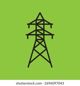 Ikone eines Elektroturms, der die Stromübertragung, Stromversorgung und Energieinfrastruktur für industrielle und erneuerbare Energieprojekte darstellt.