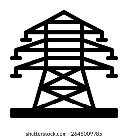 Electric tower icon solid style illustration