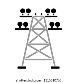 Electric Tower Icon, Transmission Tower Illustration - Vector Electricity Tower, Voltage Power Isolated. Power Icon