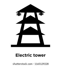 Electric tower icon vector isolated on white background, Electric tower transparent sign , black symbols