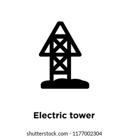 Electric tower icon vector isolated on white background, logo concept of Electric tower sign on transparent background, filled black symbol