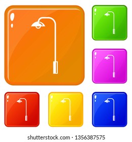 Electric tower icons set collection vector 6 color isolated on white background