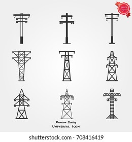 Electric tower icons vector