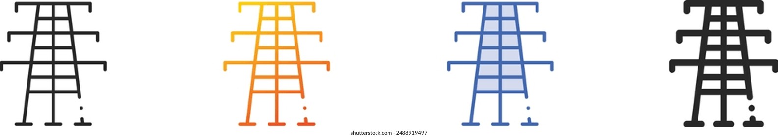 electric tower icon.Thin Linear, Gradient, Blue Stroke and bold Style Design Isolated On White Background