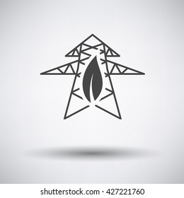 Electric tower leaf icon on gray background with round shadow. Vector illustration.