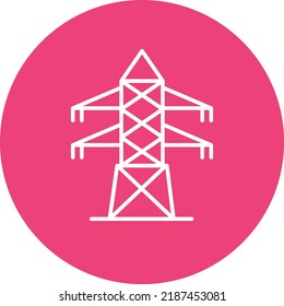 Imagen vectorial del icono de círculo de líneas de la Torre Eléctrica. También se puede usar para aplicaciones web, aplicaciones móviles y medios impresos.
