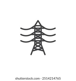 Electric tower line icon. linear style sign for mobile concept and web design. Electric Power Transmission outline vector icon. Symbol, logo illustration. Vector graphics