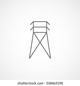 Electric Tower Line Icon On White Background