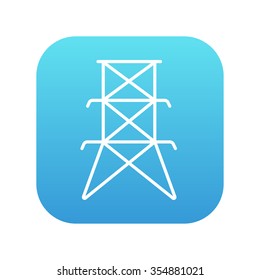 Electric tower line icon for web, mobile and infographics. Vector white icon on the blue gradient square with rounded corners isolated on white background.