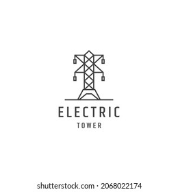 electric tower line minimalist logo vector