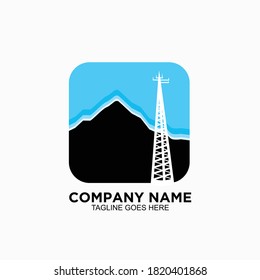 Electric tower logo design or tower vector icon 