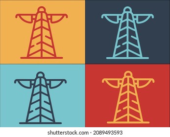 Electric Tower Logo Template, Simple Flat Icon of electricity,pylon,power